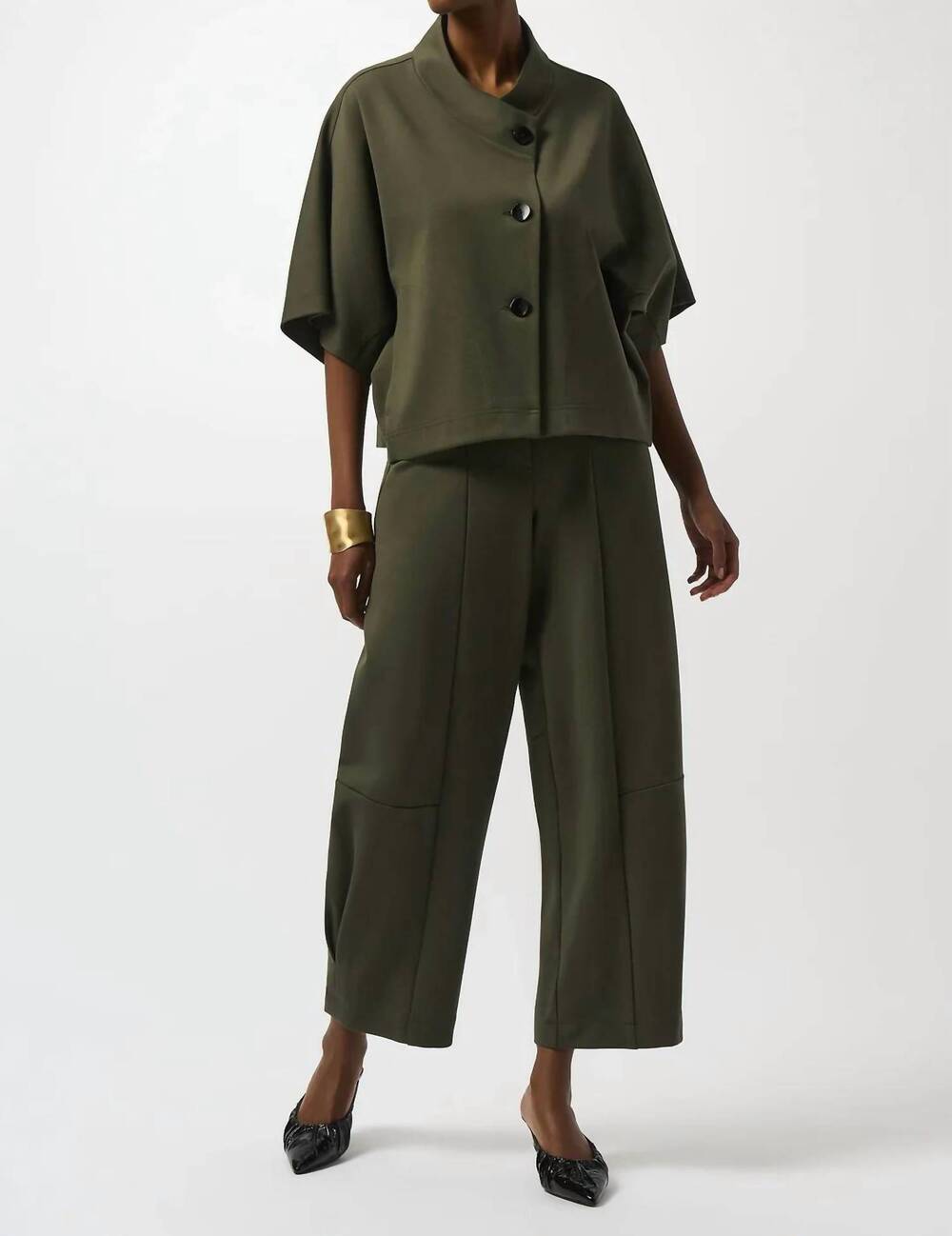 NEW JOSEPH RIBKOFF heavy knit pull on barrel pants in avocado green